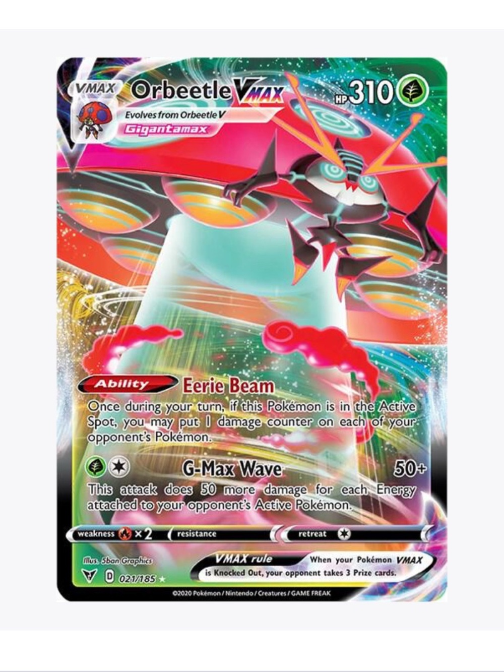 FREE OVER $50 Orbeetle VMAX SWSH04 Vivid Voltage Pokemon Trading Card
